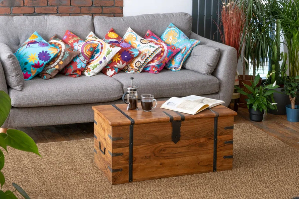 Balic Solid Wood Trunk Coffee Table with Storage