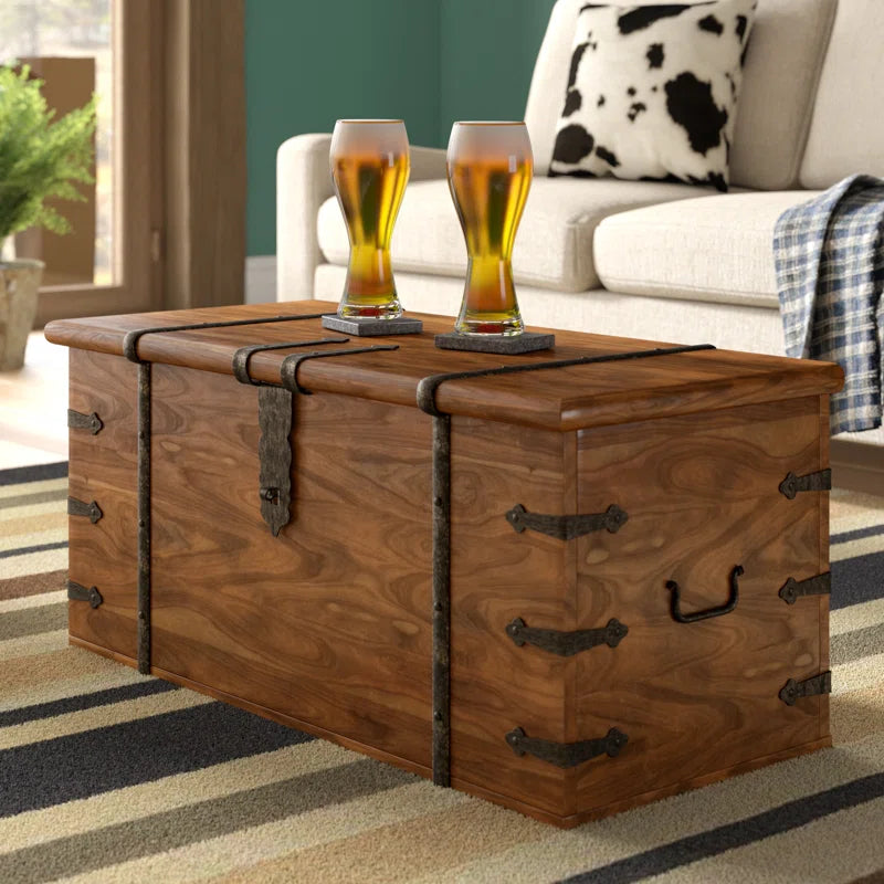 Balic Solid Wood Trunk Coffee Table with Storage