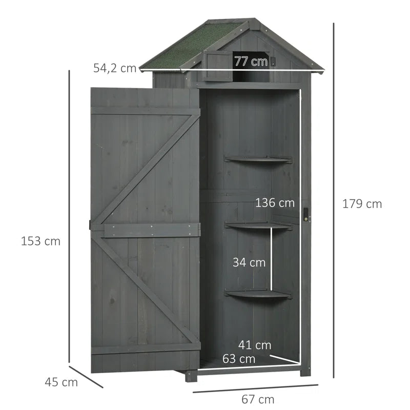 2.5 Ft. W X 1.8 Ft. D Solid Wood Tongue & Groove Steep Slope Tool Shed