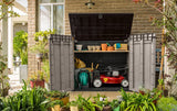 1200L Outdoor Garden Storage Shed with Piston Lid & Double Doors, Weather-Resistant Resin