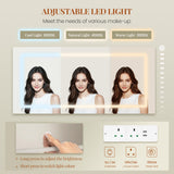 Dressing Table with Mirror & LED Lights, 8 Drawers, Makeup Vanity Desk, White-Gold