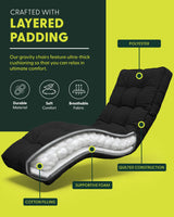 Extra Wide Zero Gravity Reclining Garden Chair with Cushion & Cup Holder Black