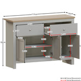 Arlington Sideboard, Buffet Table and Cupboard Cabinet, Grey & Oak