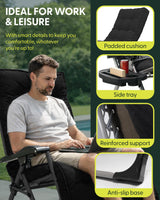 Extra Wide Zero Gravity Reclining Garden Chair with Cushion & Cup Holder Black