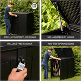 775L Waterproof Outdoor Garden Storage Box with Lid & Doors, Lockable Bin & Bike Shed