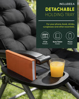 Extra Wide Zero Gravity Reclining Garden Chair with Cushion & Cup Holder Black