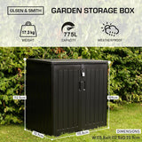 775L Waterproof Outdoor Garden Storage Box with Lid & Doors, Lockable Bin & Bike Shed