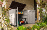 1200L Outdoor Garden Storage Shed with Piston Lid & Double Doors, Weather-Resistant Resin