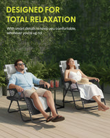 Set of 2 XXL Zero Gravity Reclining Garden Chairs with Cup Holder & Adjustable Headrest
