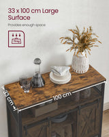 Sideboard with 2 Sliding Barn Doors, Adjustable Shelves, Kitchen & Living Room Cabinet, Rustic Brown & Black
