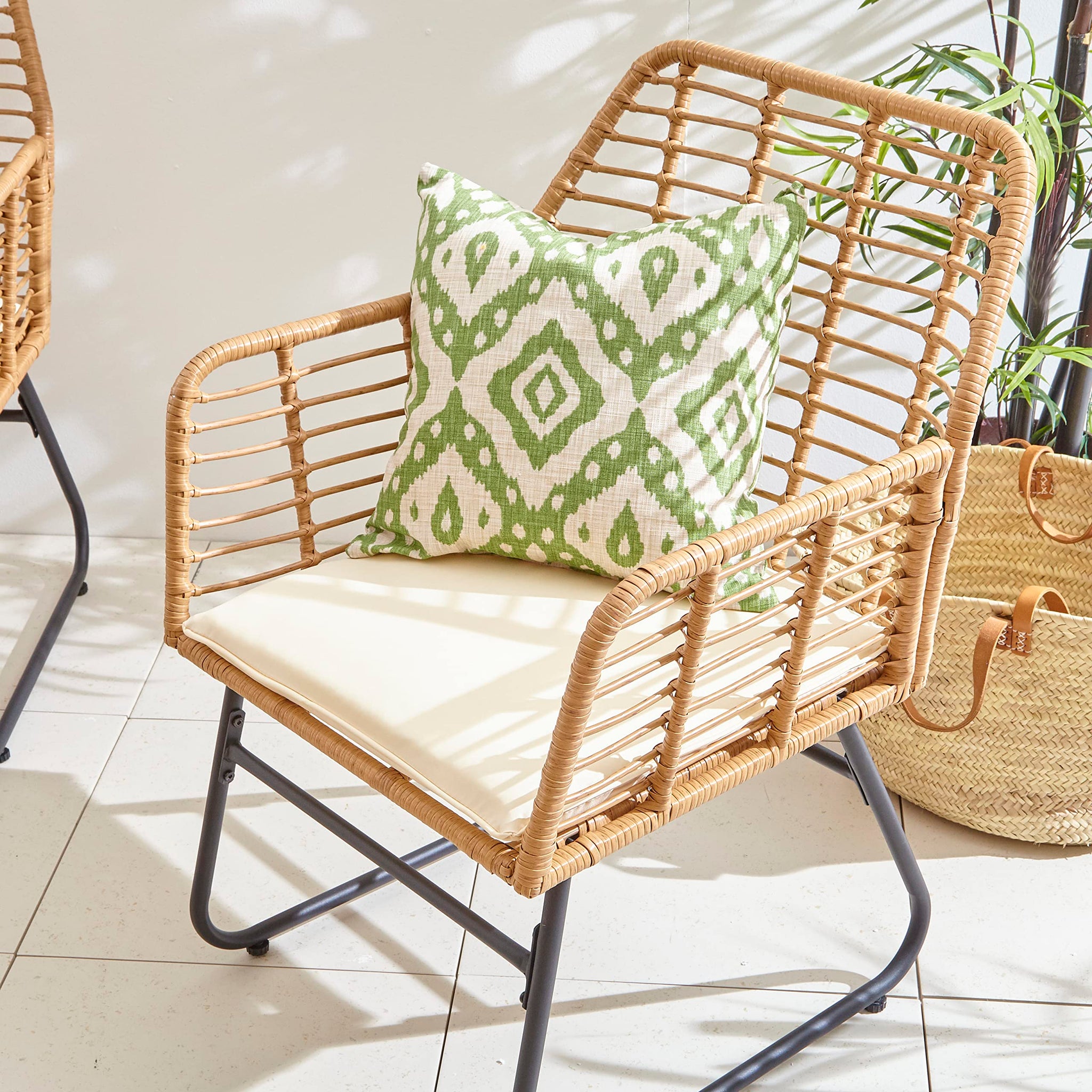4 Piece Rattan Garden Furniture Set with Sofa, Chairs & Glass Coffee Table Natural