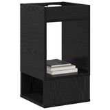 Modern Black Oak End Table with Storage, Engineered Wood, 30 × 30 × 56 cm