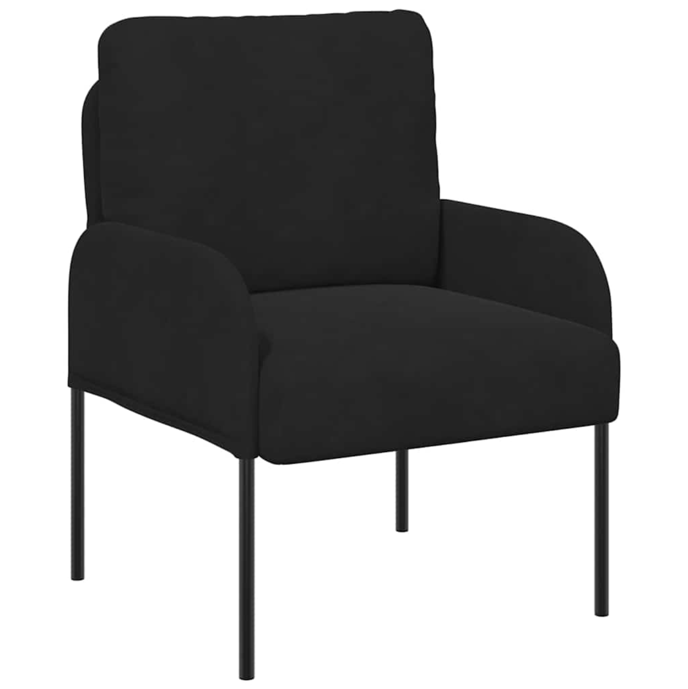Modern Black Fabric Sofa with Metal Legs and Padded Cushions, 60 × 56 × 80 cm