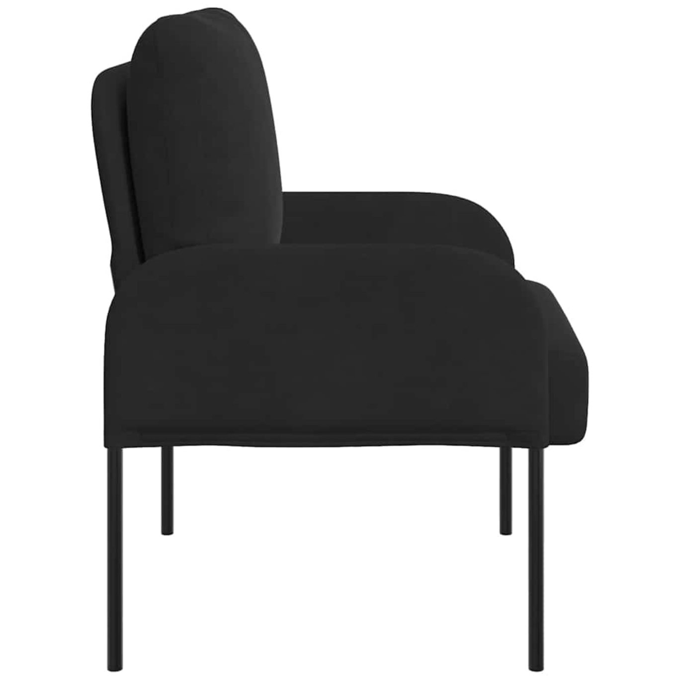 Modern Black Fabric Sofa with Metal Legs and Padded Cushions, 60 × 56 × 80 cm