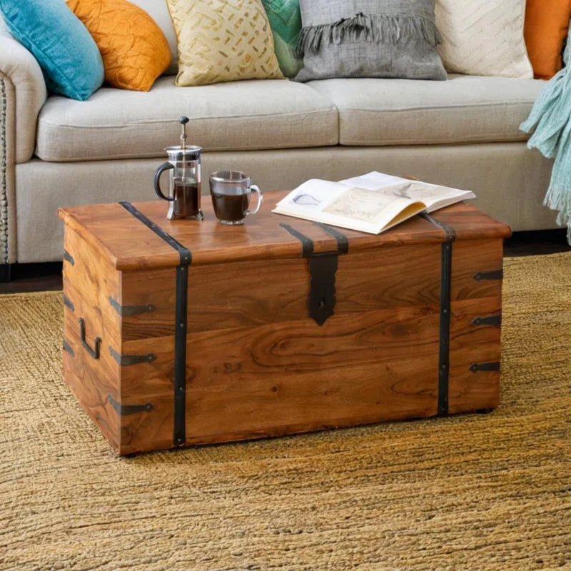 Balic Solid Wood Trunk Coffee Table with Storage