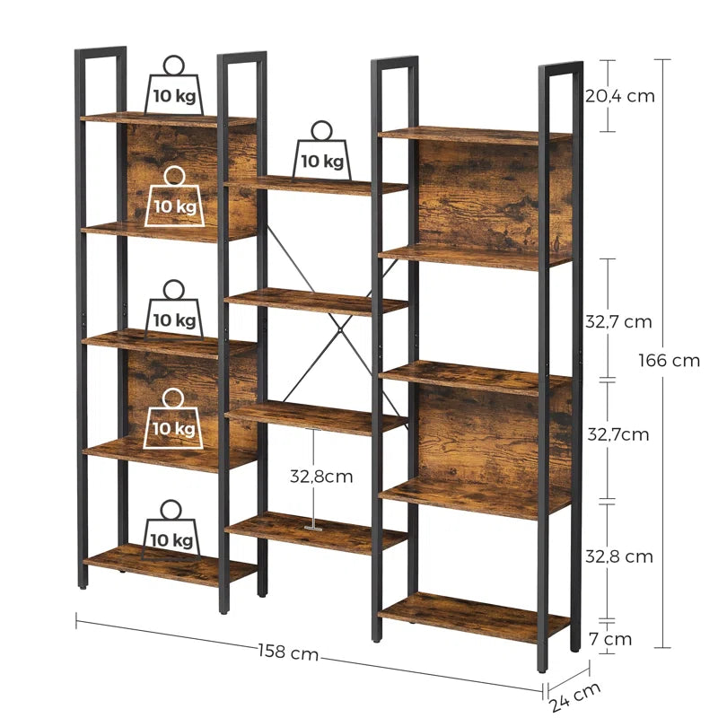 Jaliyah 166Cm H X 158Cm W Steel Etagere Bookcase