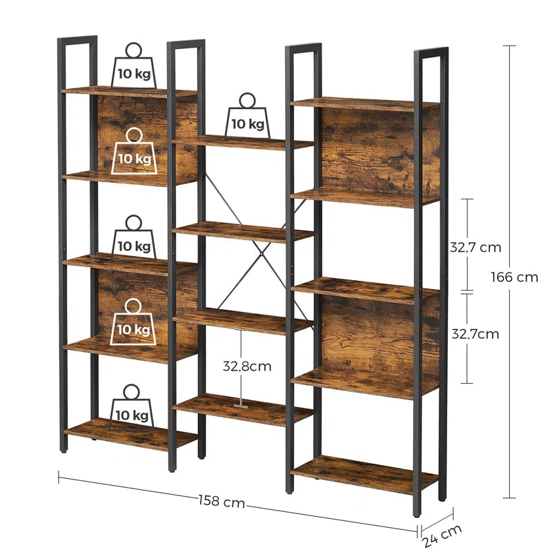 Jaliyah 166Cm H X 158Cm W Steel Etagere Bookcase